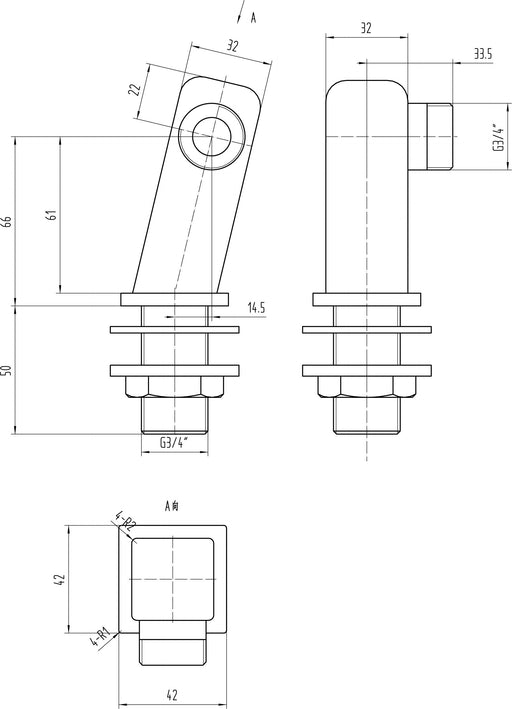 Nuie Inlet Leg Chrome (SX323) line drawing