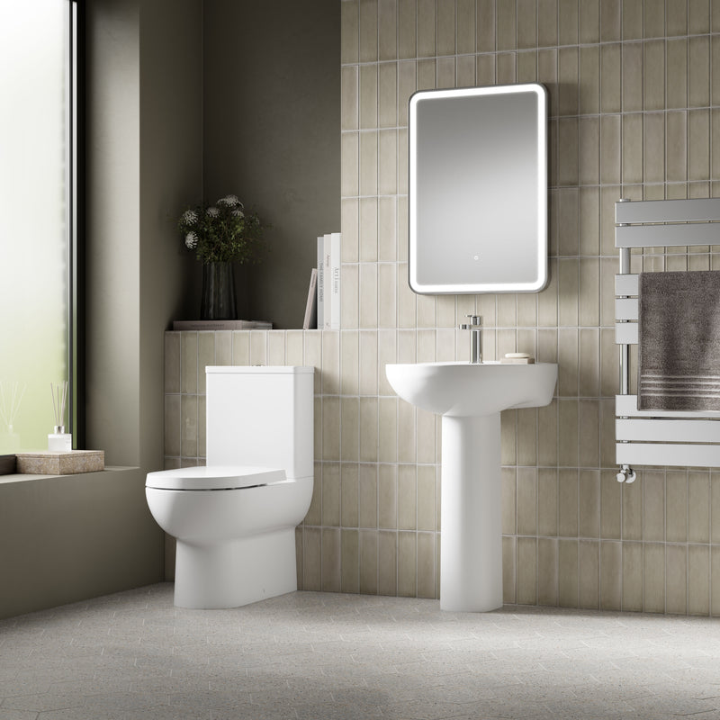 Nuie Isla compact rimless toilet in a contemporary bathroom