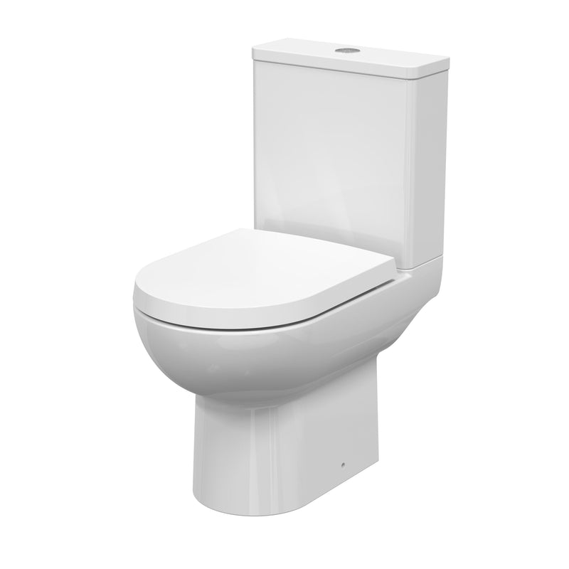 Nuie Isla compact rimless close coupled toilet pan and cistern in white