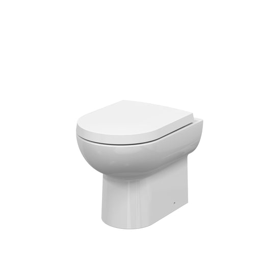 Nuie Isla round rimless back to wall toilet pan in white