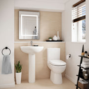 Nuie Ivo 550mm basin and full pedestal lifestyle view