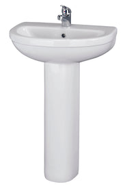 Nuie Ivo 550mm 1 tap hole ceramic basin and full pedestal in white