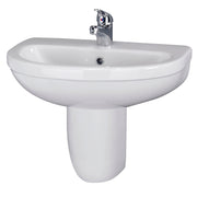 Nuie Ivo 550mm 1 tap hole ceramic basin and semi pedestal in white