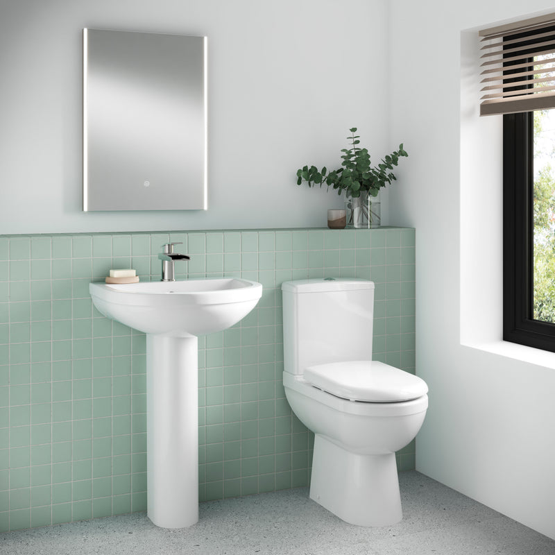 Nuie Ivo comfort height close coupled toilet pan and cistern in a contemporary bathroom