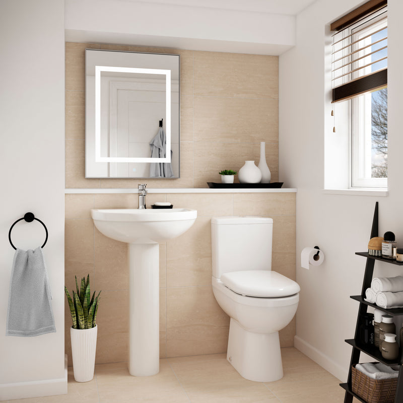 Nuie Ivo comfort height close coupled toilet pan and cistern lifestyle view