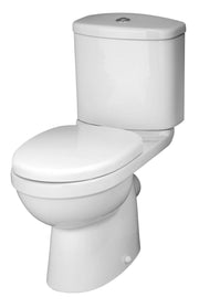 Nuie Ivo rimless close coupled toilet with cistern and soft close seat in white