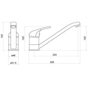 Nuie Jorim Single Lever Kitchen Tap Chrome (KJR305SL) line drawing