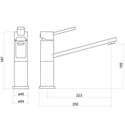 Nuie Kamir Single Lever Kitchen Mixer Tap Chrome (KKA305SL) line drawing