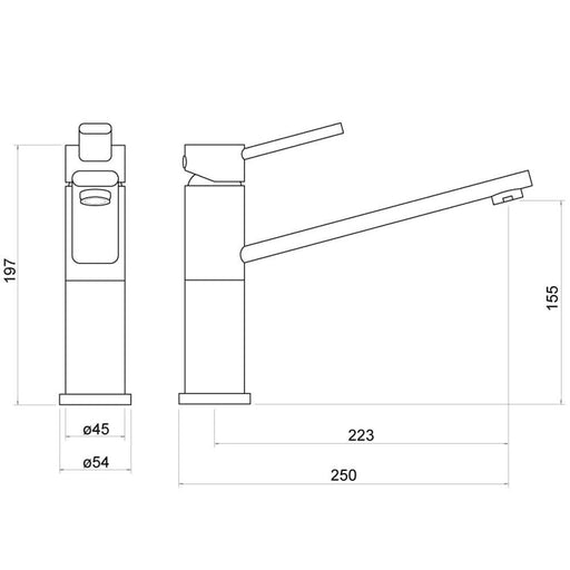 Nuie Kamir Single Lever Kitchen Mixer Tap Chrome (KKA305SL) line drawing