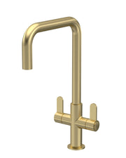 Nuie Kosi Kitchen Mixer Tap Twin Lever in Brushed Brass (KSI805DL)
