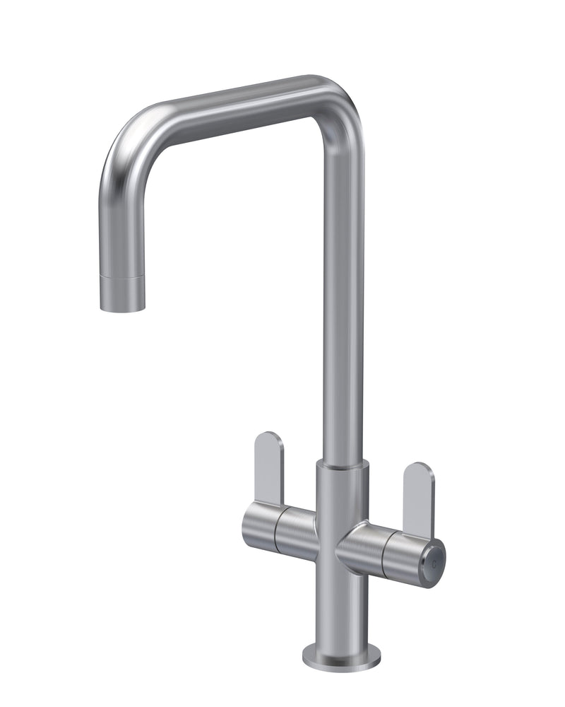 Nuie Kosi Kitchen Mixer Tap Twin Lever in Brushed Nickel (KSI605DL)