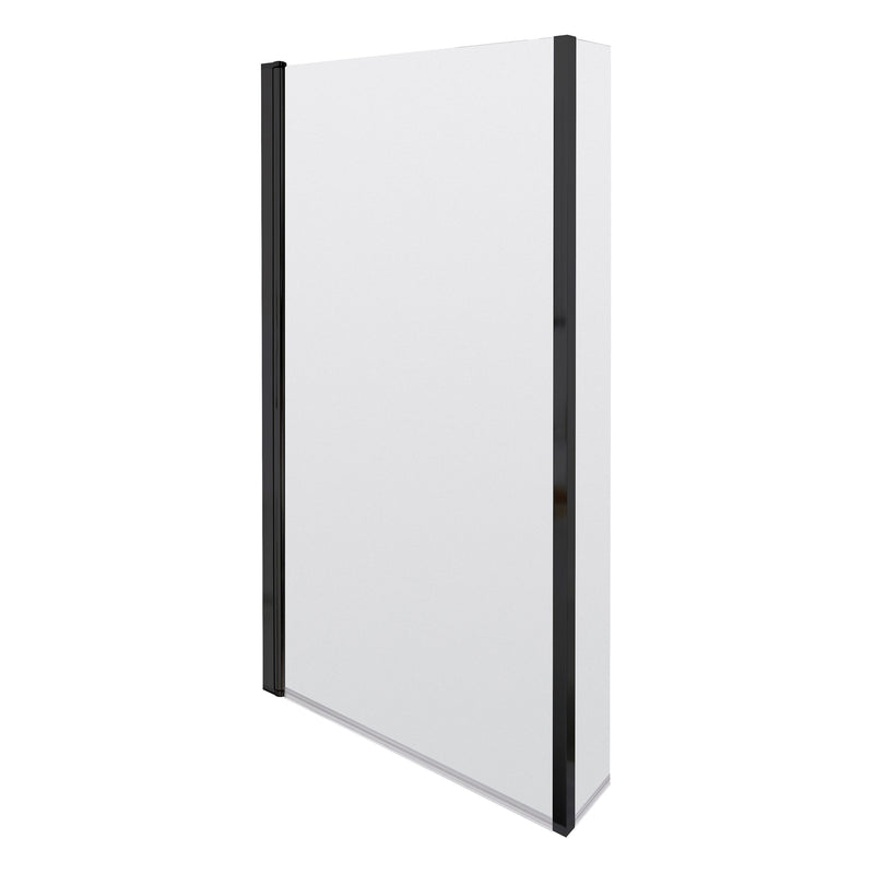 Nuie L-Shaped Bath Screen - Matt Black Hinged