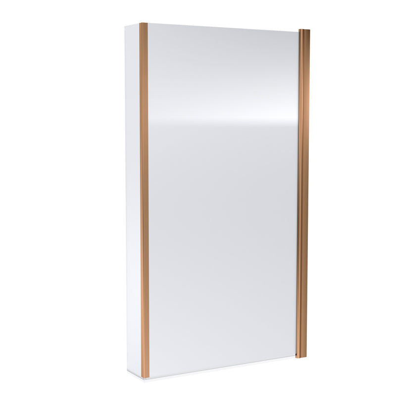 Nuie L-Shaped Bath Screen - Brushed Bronze Hinged with Fixed Return