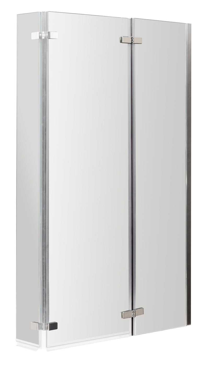 Nuie L-Shaped Bath Screen - Chrome Double Hinge