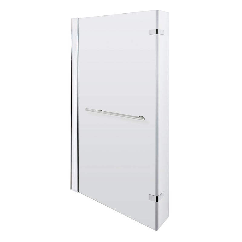 Nuie L-Shaped Bath Screen - Chrome Hinged with Rail