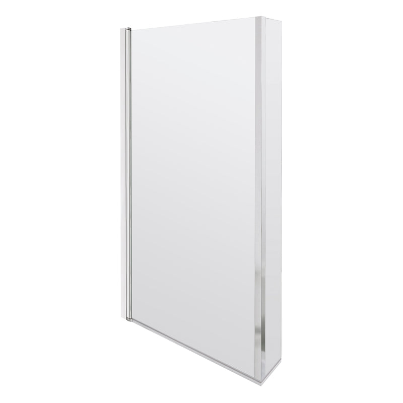 Nuie L-Shaped Bath Screen - Chrome Hinged