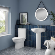 Nuie Lawton 550mm basin and pedestal in a contemporary bathroom