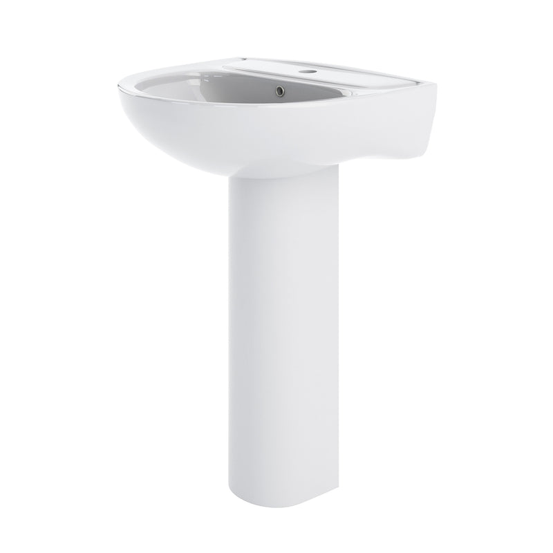 Nuie Lawton 550mm 1 tap hole ceramic basin and full pedestal in white