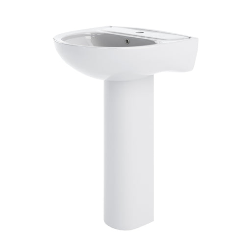 Nuie Lawton 550mm 1 tap hole ceramic basin and full pedestal in white