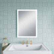 Nuie Leva 500x700mm ambient LED touch sensor mirror in a contemporary bathroom