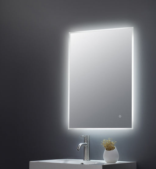 Nuie Leva ambient LED touch sensor mirror in a modern bathroom