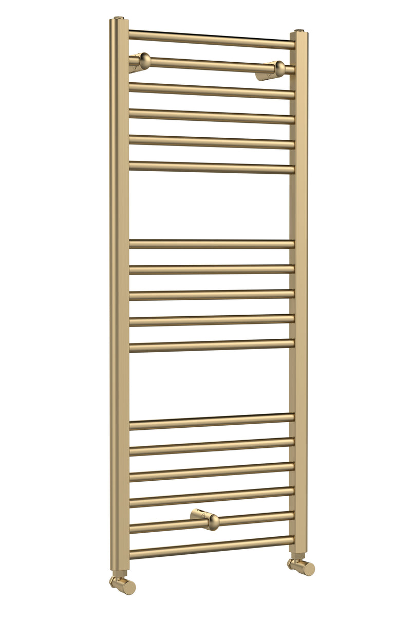Nuie Lorica Brushed Brass 1200 x 500mm vertical heated towel rail
