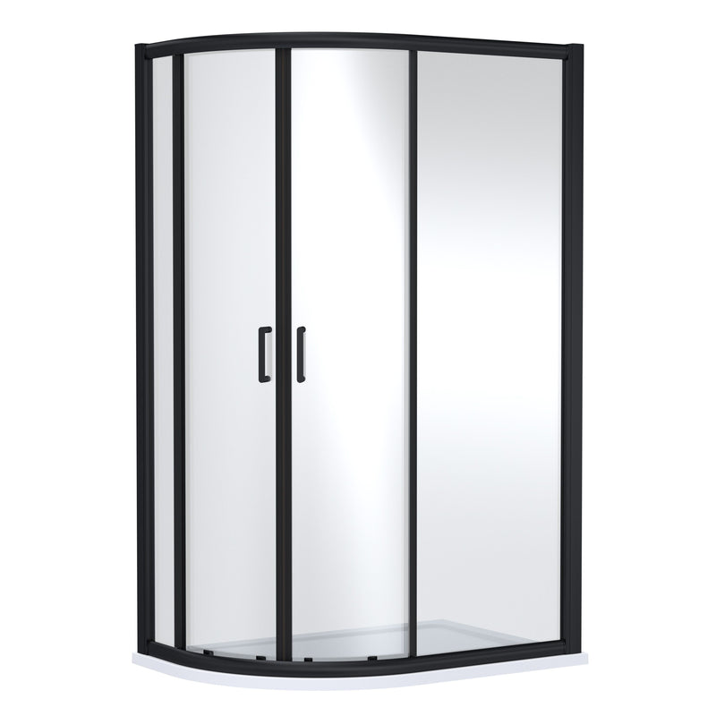 Nuie Lucie 1200mm Offset Quadrant Shower Enclosure in Matt Black (AQU128NBP-E8)