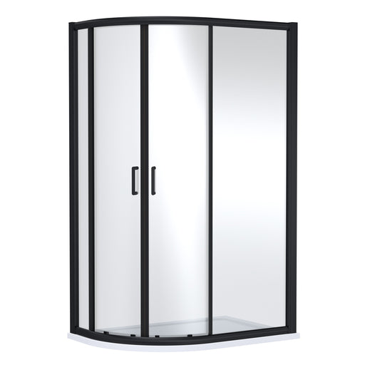 Nuie Lucie 1200mm Offset Quadrant Shower Enclosure in Matt Black (AQU128NBP-E8)