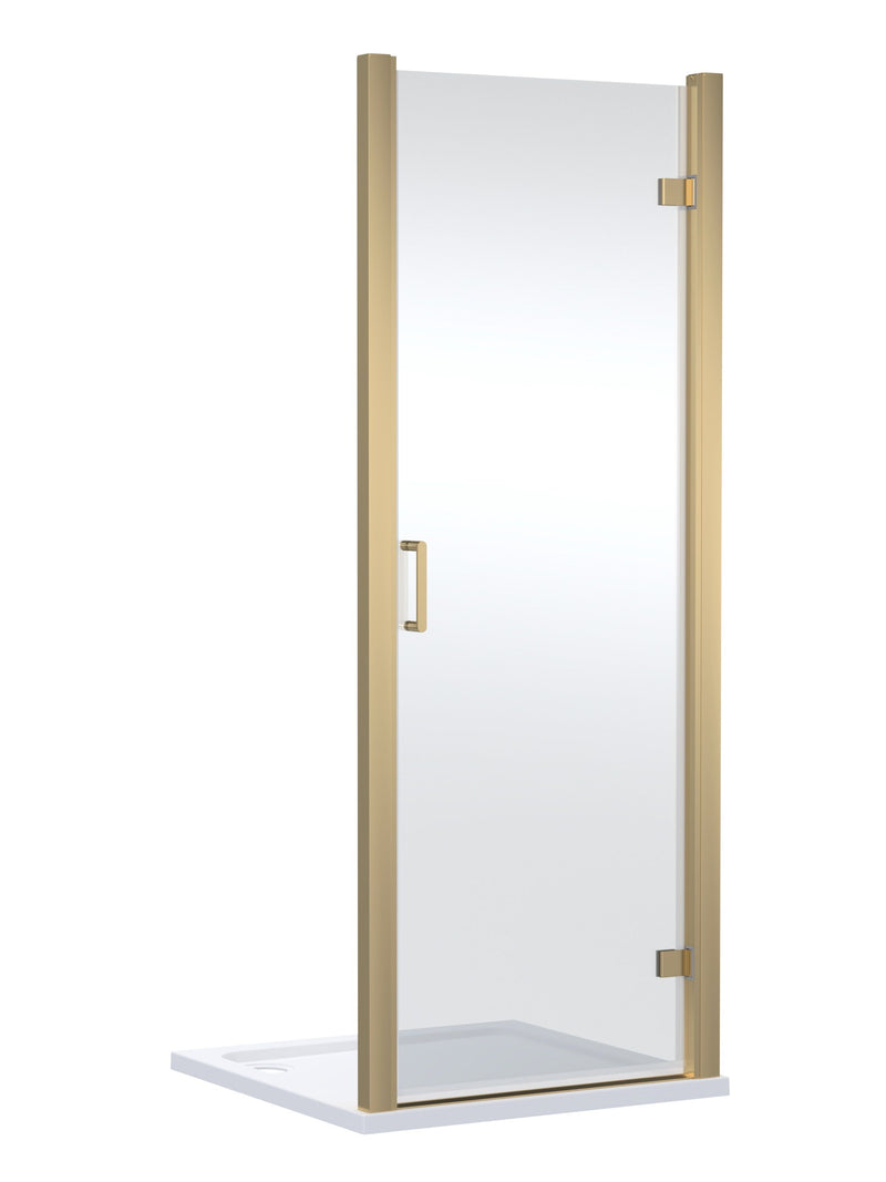 Nuie Lucie Hinged Shower Door 800mm - Brushed Brass
