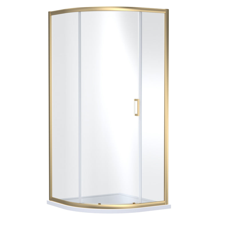 Nuie Lucie Single Entry Curved Shower Enclosure 900mm - Brushed Brass