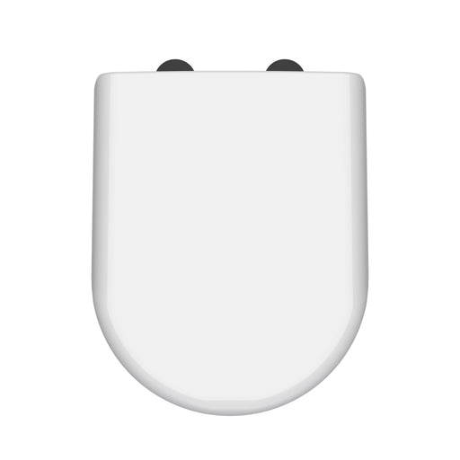 Nuie luxury D shape soft close toilet seat with black cover caps