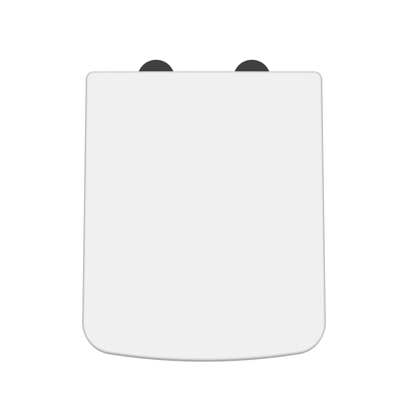 Nuie luxury square soft close toilet seat with black cover caps