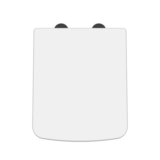 Nuie luxury square soft close toilet seat with black cover caps