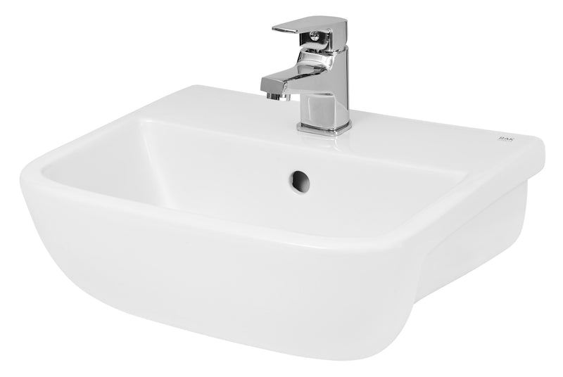 Nuie Lynx 500mm Ceramic Square Semi-Recessed Basin 1 Tap Hole (SRB005)
