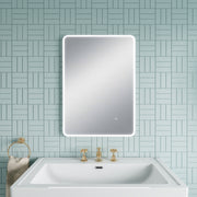 Nuie Lynx 500x700mm ambient LED touch sensor mirror in a contemporary bathroom