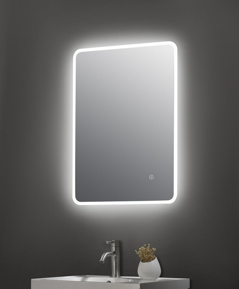 Nuie Lynx ambient LED touch sensor mirror in a modern bathroom