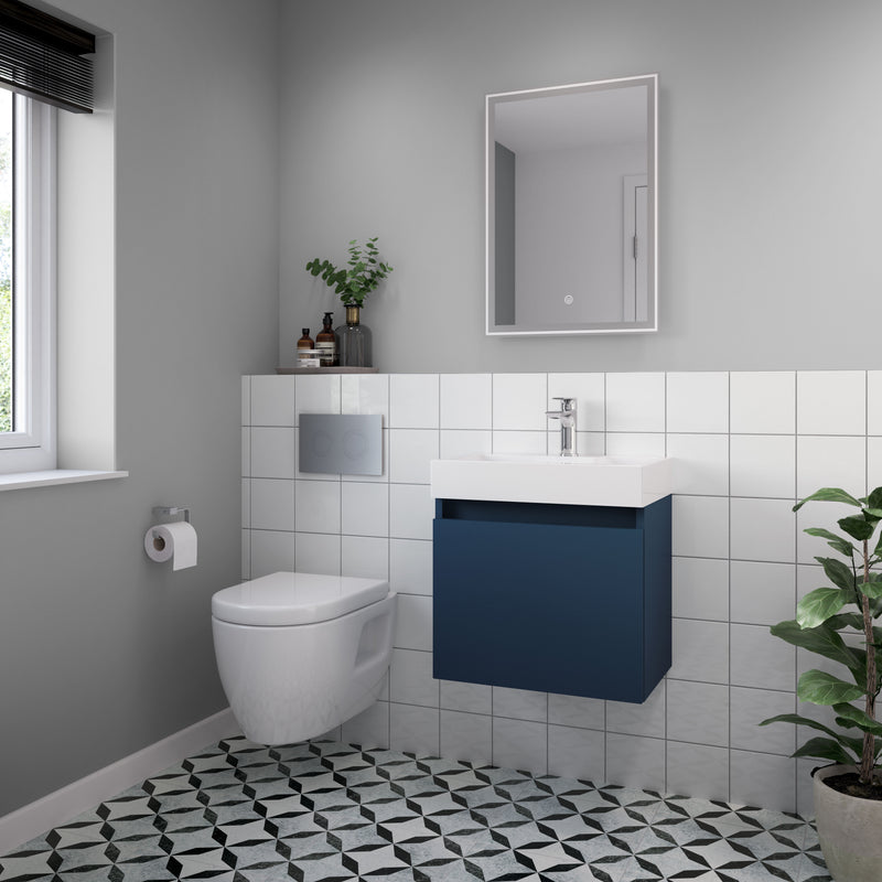 Nuie Lyra LED touch sensor mirror in a modern bathroom