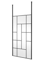 Nuie Matt Black Abstract Frame Wetroom Screen with Ceiling Posts 1950mm (All Sizes) in 1100mm Matt Black (NWFCPB11)