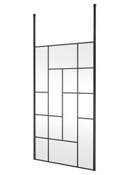 Nuie Matt Black Abstract Frame Wetroom Screen with Ceiling Posts 1950mm (All Sizes) in 1200mm Matt Black (NWFCPB12)