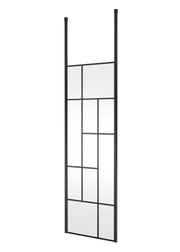 Nuie Matt Black Abstract Frame Wetroom Screen with Ceiling Posts 1950mm (All Sizes) in 760mm Matt Black (NWFCPB070)