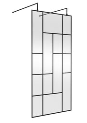 Nuie Matt Black Abstract Frame Wetroom Screen with Support Arms 1950mm (All Sizes) in 1000mm Matt Black (NWFAFB10)