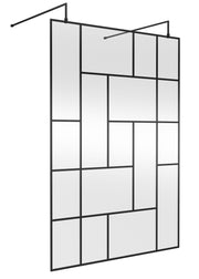 Nuie Matt Black Abstract Frame Wetroom Screen with Support Arms 1950mm (All Sizes) in 1400mm Matt Black (NWFAFB14)