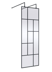Nuie Matt Black Abstract Frame Wetroom Screen with Support Arms 1950mm (All Sizes) in 700mm Matt Black (NWFAFB070)