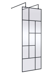 Nuie Matt Black Abstract Frame Wetroom Screen with Support Arms 1950mm (All Sizes) in 760mm Matt Black (NWFAFB076)