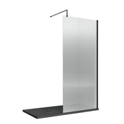 Nuie Matt Black Fluted Wetroom Screen 1950mm - 800mm