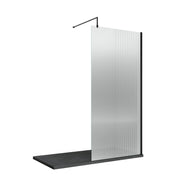 Nuie Matt Black Fluted Wetroom Screen - 800mm
