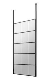 Nuie Matt Black Framed Wetroom Screen with Ceiling Posts 1950mm (All Sizes) in 800mm Matt Black (NWFCP080)