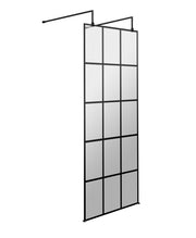 Nuie Matt Black Framed Wetroom Screen with Support Arms 1950mm (All Sizes) in 700mm Matt Black (NWFAF070)