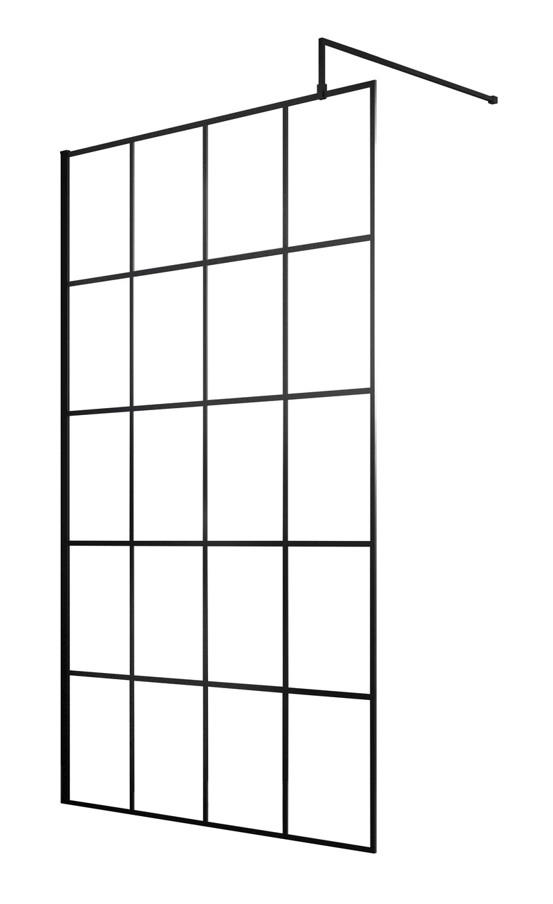 Nuie Matt Black Frameless Wetroom Screen - 1200mm