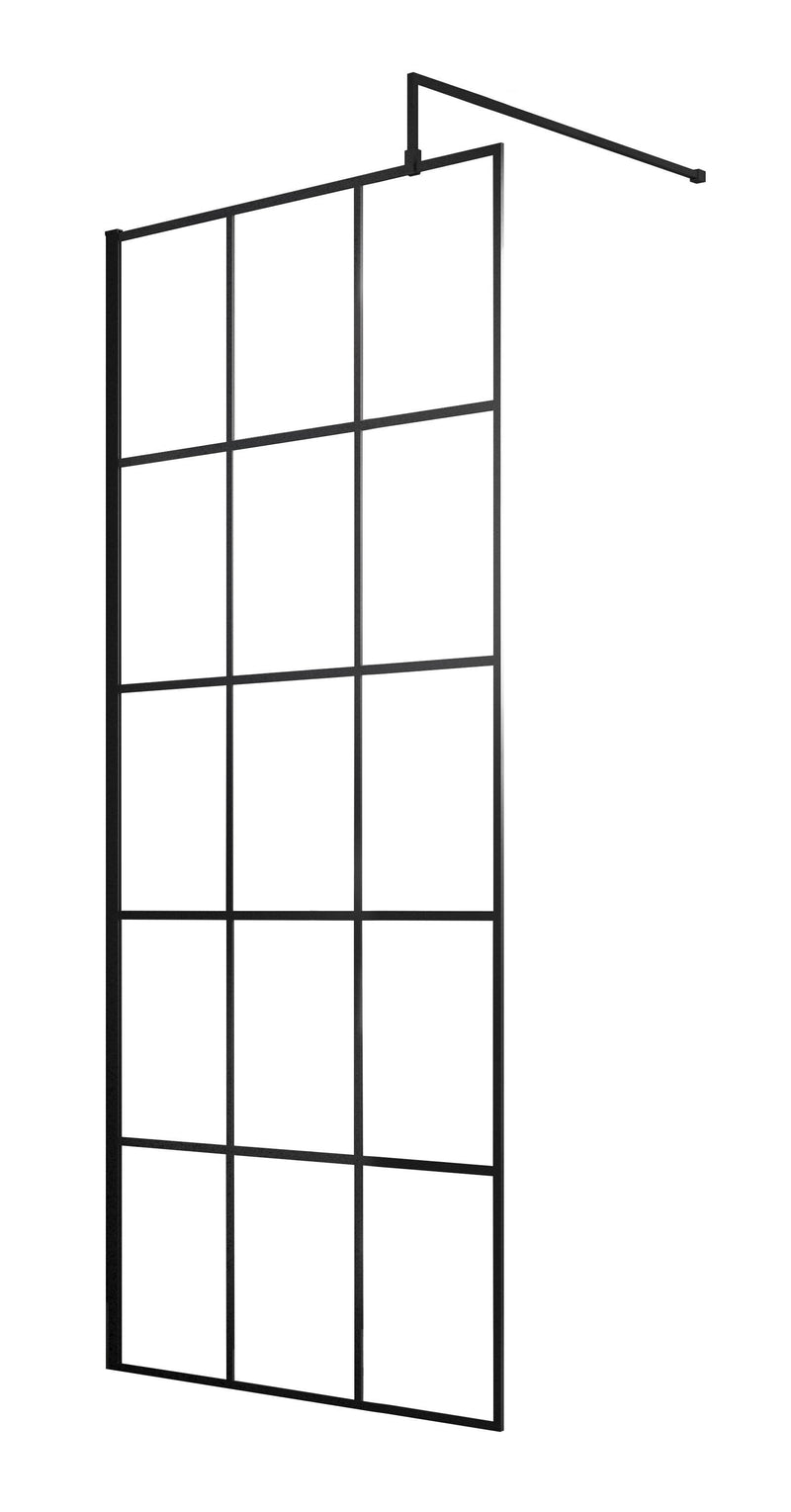 Nuie Matt Black Frameless Wetroom Screen - 800mm